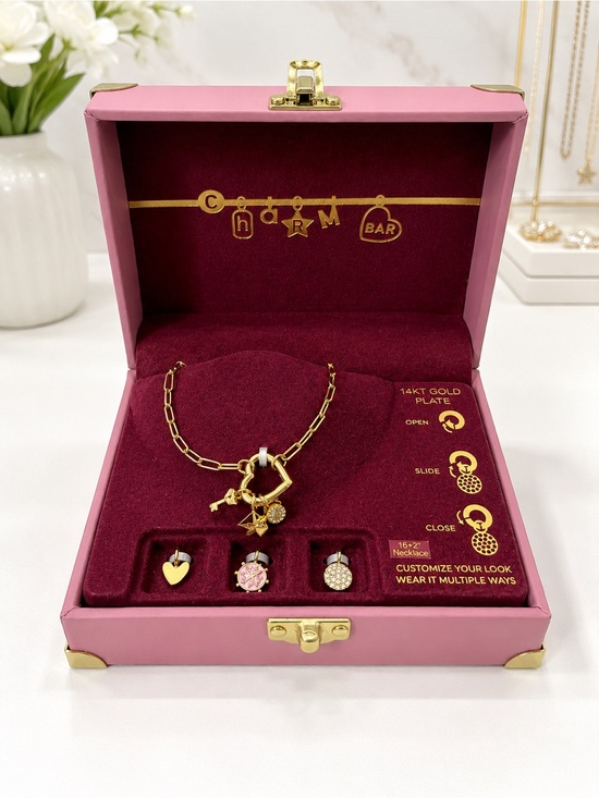 Charm Bar Jewelry - Charm Bar 14KT Gold Plated Necklace Set-New